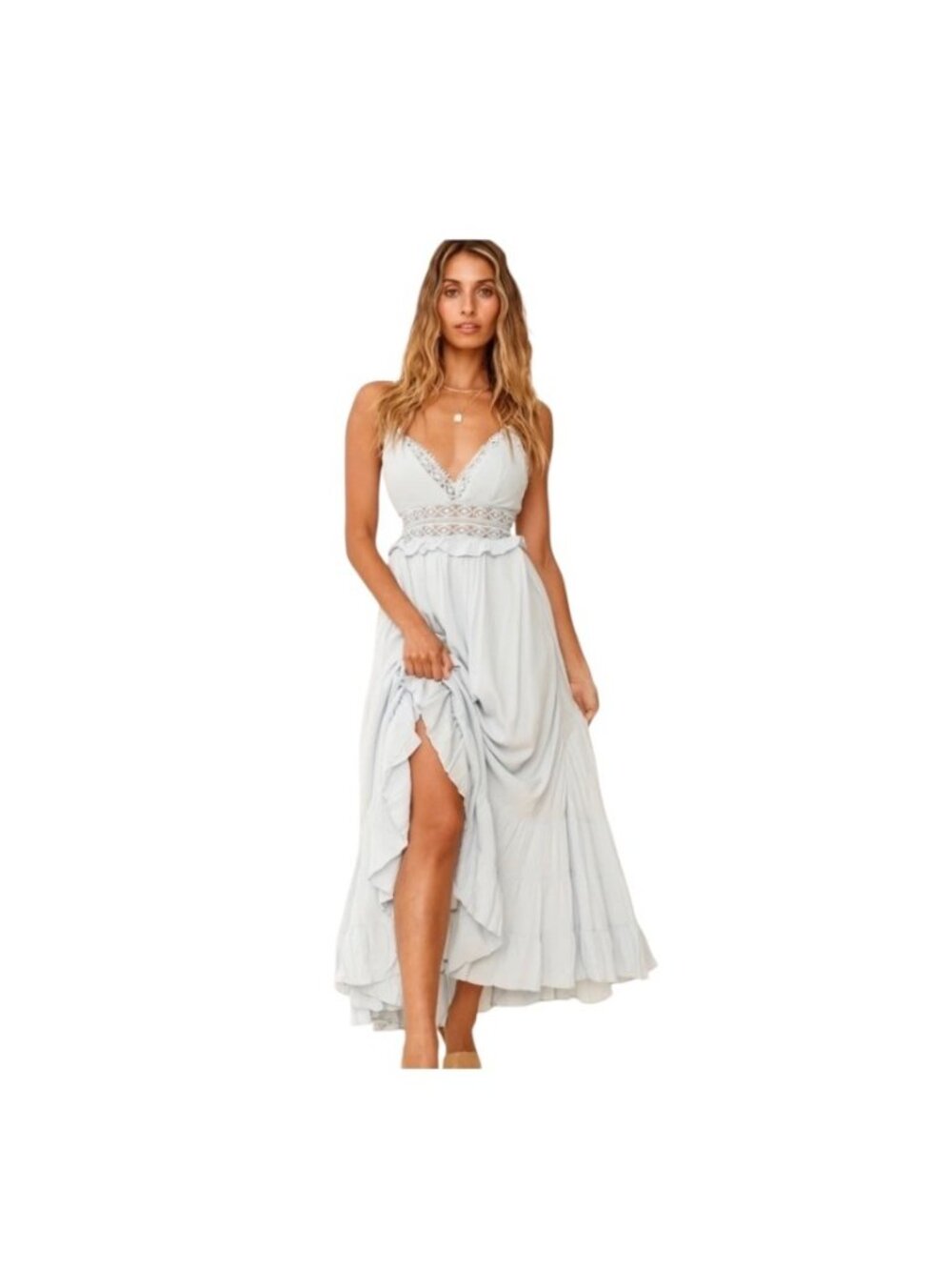 Selfie Leslie Desert Rose Maxi Dress Ice Blue Size XL Cottagecore Spring Boho